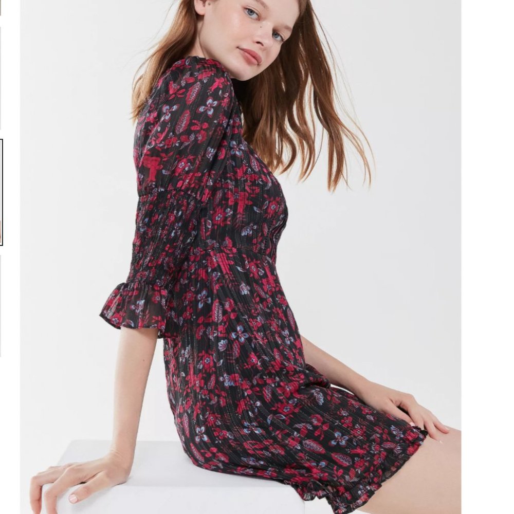 UO floral ruffle mini dress - Picture 2 of 16